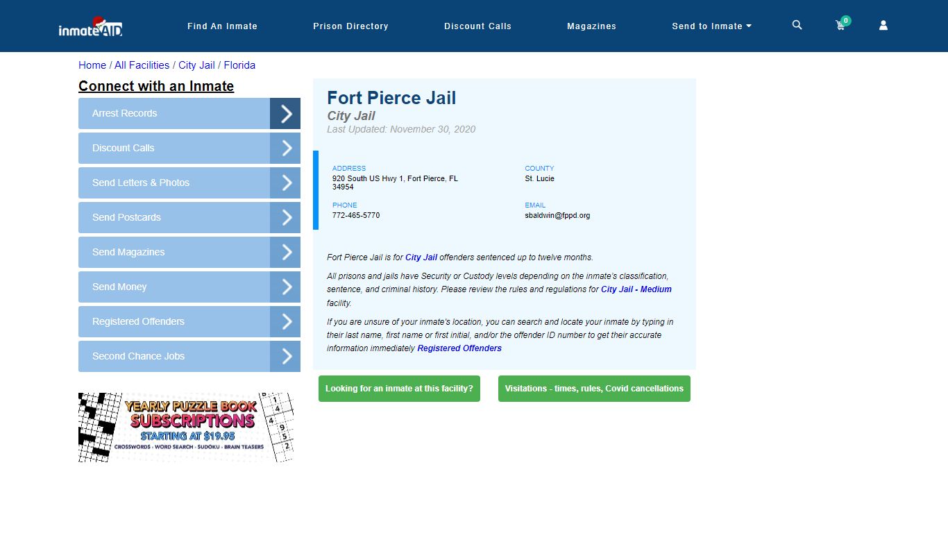 Fort Pierce Jail | Inmate Locator